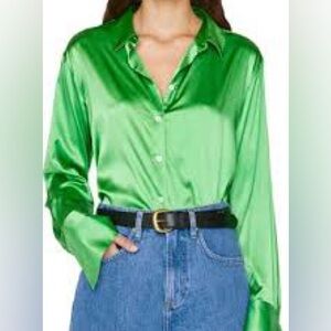 Green Satin Women's Top